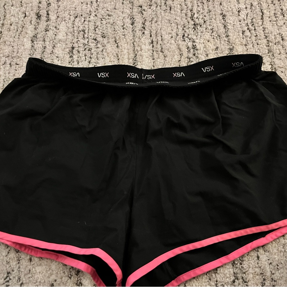 VSX Black Athletic Shorts with Pink Accents